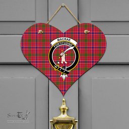 Scottish MacRae Modern Clan Tartan Door Sign - Crest Classic Scottish Plaid Tartan Plaid