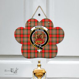 Scottish MacGill Modern Clan Tartan Door Sign - Crest Classic Scottish Plaid Tartan Plaid