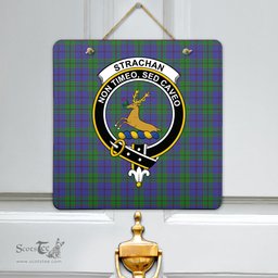 Scottish Strachan Clan Tartan Door Sign - Crest Classic Scottish Plaid Tartan Plaid