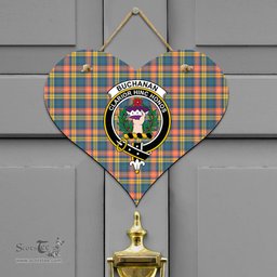 Scottish Buchanan Ancient Clan Tartan Door Sign - Crest Classic Scottish Plaid Tartan Plaid