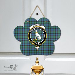 Scottish Hunter Ancient Clan Tartan Door Sign - Crest Classic Scottish Plaid Tartan Plaid