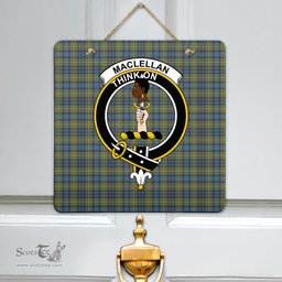 Scottish MacLellan Ancient Clan Tartan Door Sign - Crest Classic Scottish Plaid Tartan Plaid