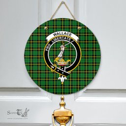 Scottish Wallace Hunting Green Clan Tartan Door Sign - Crest Classic Scottish Plaid Tartan Plaid