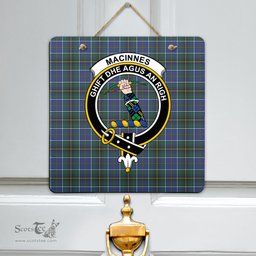 Scottish MacInnes Modern Clan Tartan Door Sign - Crest Classic Scottish Plaid Tartan Plaid