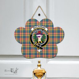 Scottish Buchanan Ancient Clan Tartan Door Sign - Crest Classic Scottish Plaid Tartan Plaid