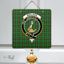 Scottish Wallace Hunting Green Clan Tartan Door Sign - Crest Classic Scottish Plaid Tartan Plaid