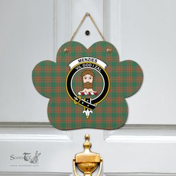 Scottish Menzies Green Ancient Clan Tartan Door Sign - Crest Classic Scottish Plaid Tartan Plaid