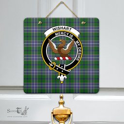 Scottish Wishart Hunting Modern Clan Tartan Door Sign - Crest Classic Scottish Plaid Tartan Plaid