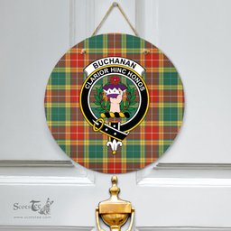 Scottish Buchanan Old Sett Clan Tartan Door Sign - Crest Classic Scottish Plaid Tartan Plaid