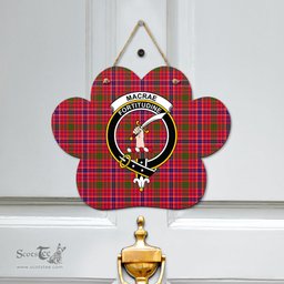 Scottish MacRae Modern Clan Tartan Door Sign - Crest Classic Scottish Plaid Tartan Plaid