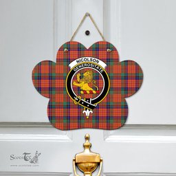 Scottish Nicolson Ancient Clan Tartan Door Sign - Crest Classic Scottish Plaid Tartan Plaid