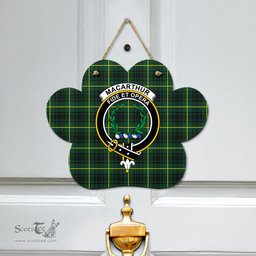 Scottish MacArthur Modern Clan Tartan Door Sign - Crest Classic Scottish Plaid Tartan Plaid