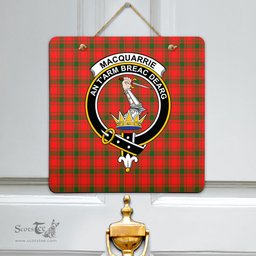 Scottish MacQuarrie Modern Clan Tartan Door Sign - Crest Classic Scottish Plaid Tartan Plaid