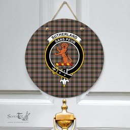 Scottish Sutherland Weathered Clan Tartan Door Sign - Crest Classic Scottish Plaid Tartan Plaid