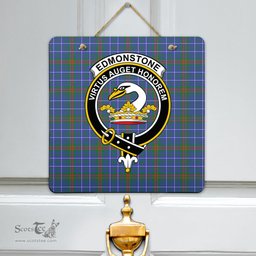 Scottish Edmonstone Clan Tartan Door Sign - Crest Classic Scottish Plaid Tartan Plaid