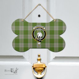 Scottish Cunningham Dress Green Dancers Clan Tartan Door Sign - Crest Classic Scottish Plaid Tartan Plaid