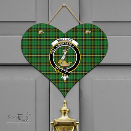 Scottish Wallace Hunting Green Clan Tartan Door Sign - Crest Classic Scottish Plaid Tartan Plaid