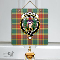 Scottish Buchanan Old Sett Clan Tartan Door Sign - Crest Classic Scottish Plaid Tartan Plaid