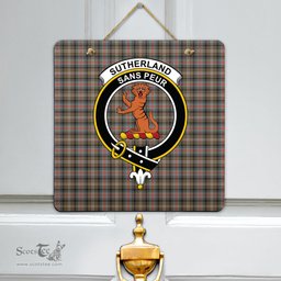 Scottish Sutherland Weathered Clan Tartan Door Sign - Crest Classic Scottish Plaid Tartan Plaid