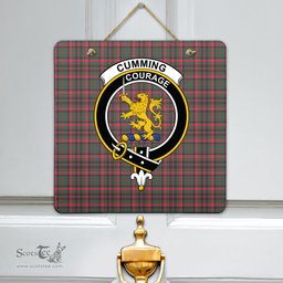Scottish Cumming Hunting Modern Clan Tartan Door Sign - Crest Classic Scottish Plaid Tartan Plaid