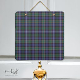 Scottish MacRae Hunting Modern Clan Tartan Door Sign - Classic Scottish Plaid Tartan Plaid
