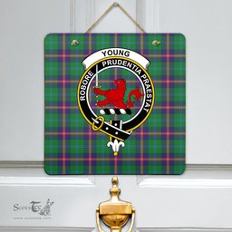 Scottish Young Modern Clan Tartan Door Sign - Crest Classic Scottish Plaid Tartan Plaid