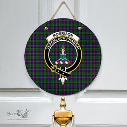Scottish Morrison Modern Clan Tartan Door Sign - Crest Classic Scottish Plaid Tartan Plaid