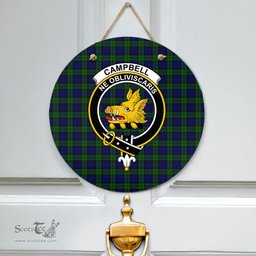 Scottish Campbell Modern Clan Tartan Door Sign - Crest Classic Scottish Plaid Tartan Plaid