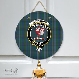 Scottish Cockburn Ancient Clan Tartan Door Sign - Crest Classic Scottish Plaid Tartan Plaid