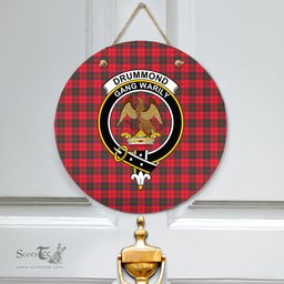Scottish Drummond Modern Clan Tartan Door Sign - Crest Classic Scottish Plaid Tartan Plaid