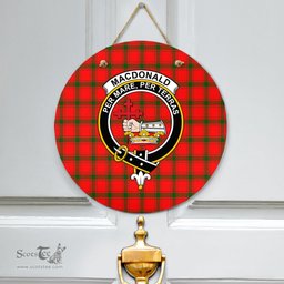 Scottish MacDonald of Sleat Clan Tartan Door Sign - Crest Classic Scottish Plaid Tartan Plaid