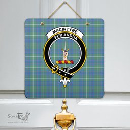 Scottish MacIntyre Hunting Ancient Clan Tartan Door Sign - Crest Classic Scottish Plaid Tartan Plaid