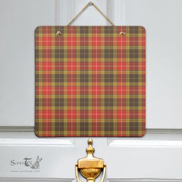 Scottish Buchanan Old Set Weathered Clan Tartan Door Sign - Classic Scottish Plaid Tartan Plaid