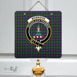 Scottish Morrison Modern Clan Tartan Door Sign - Crest Classic Scottish Plaid Tartan Plaid
