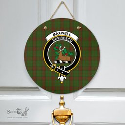 Scottish Maxwell Hunting Clan Tartan Door Sign - Crest Classic Scottish Plaid Tartan Plaid