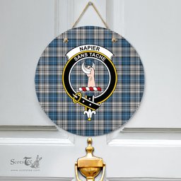 Scottish Napier Modern Clan Tartan Door Sign - Crest Classic Scottish Plaid Tartan Plaid