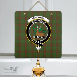 Scottish Maxwell Hunting Clan Tartan Door Sign - Crest Classic Scottish Plaid Tartan Plaid