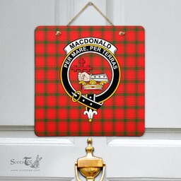 Scottish MacDonald of Sleat Clan Tartan Door Sign - Crest Classic Scottish Plaid Tartan Plaid