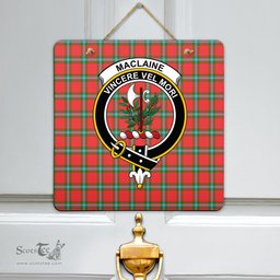Scottish MacLaine of Loch Buie Clan Tartan Door Sign - Crest Classic Scottish Plaid Tartan Plaid