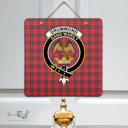 Scottish Drummond Modern Clan Tartan Door Sign - Crest Classic Scottish Plaid Tartan Plaid