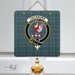 Scottish Cockburn Ancient Clan Tartan Door Sign - Crest Classic Scottish Plaid Tartan Plaid