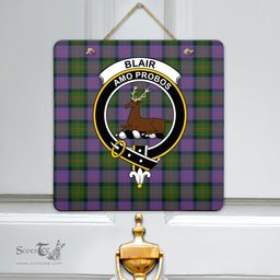Scottish Blair Modern Clan Tartan Door Sign - Crest Classic Scottish Plaid Tartan Plaid