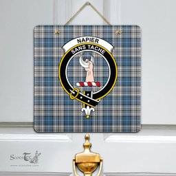 Scottish Napier Modern Clan Tartan Door Sign - Crest Classic Scottish Plaid Tartan Plaid