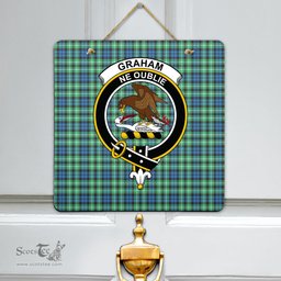 Scottish Graham of Montrose Ancient Clan Tartan Door Sign - Crest Classic Scottish Plaid Tartan Plaid
