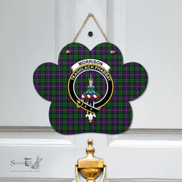 Scottish Morrison Modern Clan Tartan Door Sign - Crest Classic Scottish Plaid Tartan Plaid
