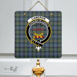 Scottish Cameron of Erracht Ancient Clan Tartan Door Sign - Crest Classic Scottish Plaid Tartan Plaid