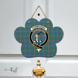 Scottish Carmichael Ancient Clan Tartan Door Sign - Crest Classic Scottish Plaid Tartan Plaid