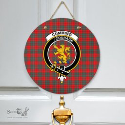 Scottish Cumming Modern Clan Tartan Door Sign - Crest Classic Scottish Plaid Tartan Plaid