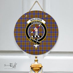 Scottish Balfour Modern Clan Tartan Door Sign - Crest Classic Scottish Plaid Tartan Plaid