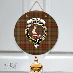 Scottish Ainslie Clan Tartan Door Sign - Crest Classic Scottish Plaid Tartan Plaid